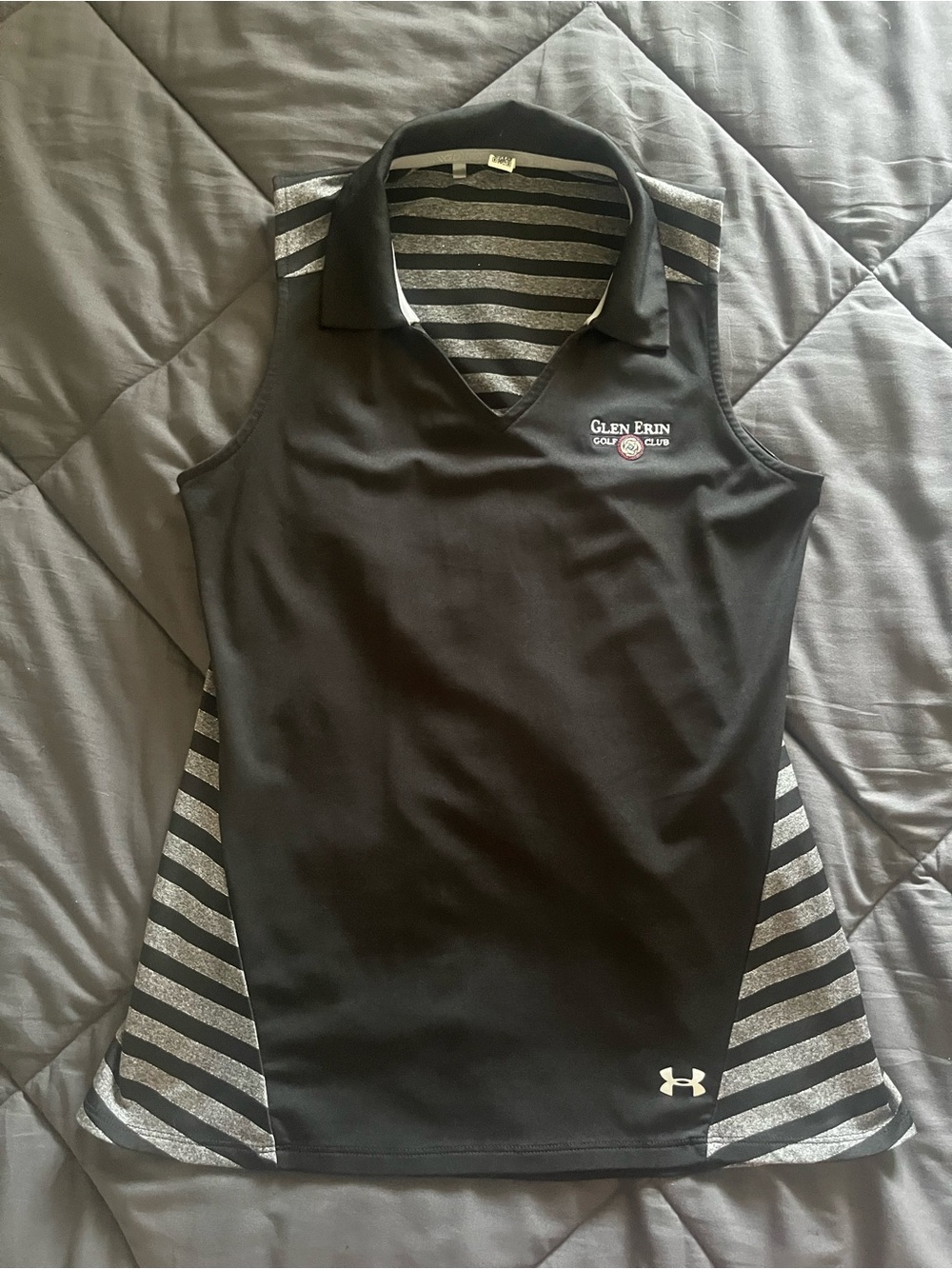 Under Armour Black & Gray Striped Women's Golf Tank Top